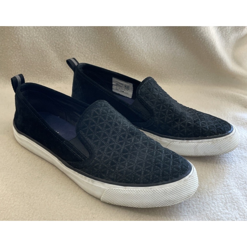 Sperry Top-Sider Women's Loafer Casual   Shoes Black Faux Suede Slip On Size 9 M